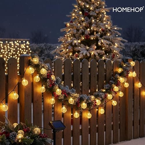 Homehop Solar Outdoor Led Crystal Ball String Light For Home Garden Balcony Terrace Wall Rechargeable Waterproof Decorative Lamp 800Mah Ni-Mh Battery(6.5M, 30 Leds) - 6.5 Meters 2