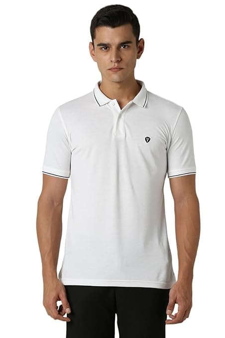 Van Heusen Men's Cotton Solid Regular Fit Collar Polo T-Shirt