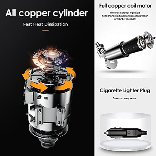 Autofy Sonic with AUTO Cut Digital Car Tyre Inflator 150PSi Portable Air Compressor Pump with Emergency LED Light (120W – with Copper Coil Motor & 22mm Metal Cylinder) 3