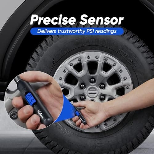 Lifelong Tyre Pressure Gauge | Backlit LCD | Zinc Alloy Head | 0-150 PSI | Portable Tyre Pressure Monitoring for Car, Bike, Motorcycle & Truck Tyres | Black 5