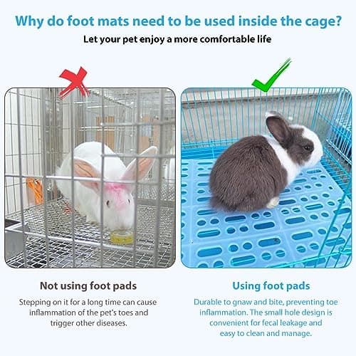 Qpets® 2Pcs Rabbit Cage Mat Hollow Mat For Rabbit Cage 9.8 By 13.5 Inches,Small Pet Plastic With 8Pcs Fixed Clip,Dry For Guinea Pig Hamster 5