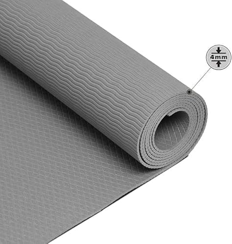 Yoga Mat for Exercise 4mm | Non-Slip Fitness Mat for Home Workout, Meditation & Gym | Portable & Durable (Grey, 4 mm) 5