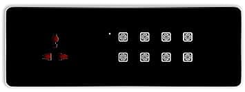 Touch Switch Panel (8 Modular Size) (Black) : 8 Switch + Socket | 3 Year Warranty | Glass Finish