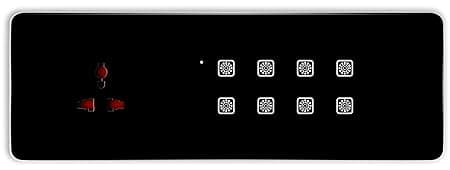 Touch Switch Panel (8 Modular Size) (Black) : 8 Switch + Socket | 3 Year Warranty | Glass Finish