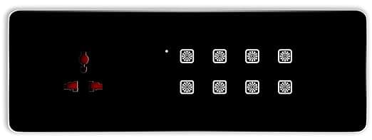 Touch Switch Panel (8 Modular Size) (Black) : 8 Switch + Socket | 3 Year Warranty | Glass Finish