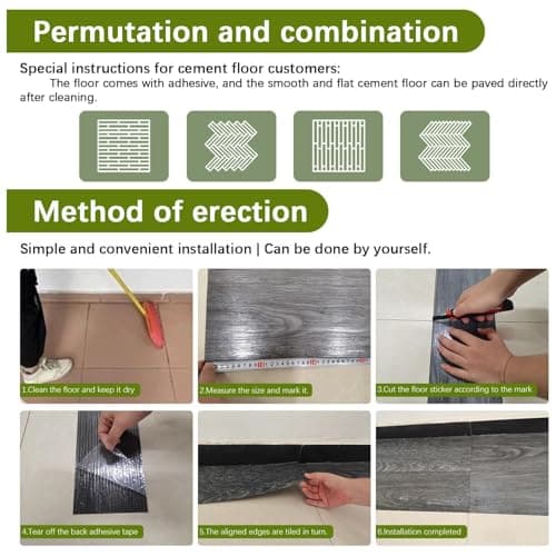 SUNBIRD Flooring Tile Peel & Stick Floor Tile Self Adhesive Vinyl Plank Waterproof Wallpaper Sticker for DIY Bedroom, Living Room, Kitchen 23.5 x 121.92 cm (3) 5