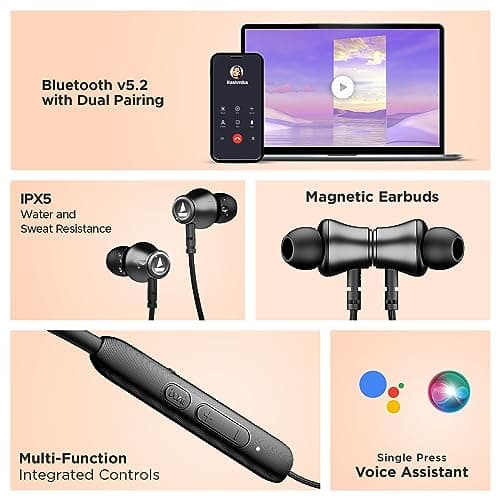 Boat Rockerz 245 v2 Pro, 30HRS Battery, ENx Tech, Fast Charge, Low Latency, Dual Pairing, Magnetic Ear Buds, IPX5, Type-C Interface, Bluetooth Neckband with Mic in Ear Earphones (Active Black) 5