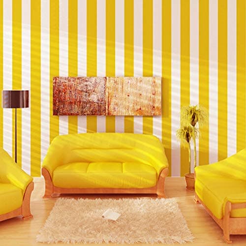 Wolpin Wall Stickers DIY Wallpaper for Home Décor (45 cm x 10 m), Vertical Stripes Office Stylish Design, Self Adhesive, Yellow 2