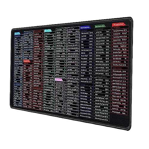 Elie India 2mm Thick Extra Large Extended Gaming Mouse Pad, Non-Slip Rubber Base Surface Keyboard Desk Mat Mousepads for Laptop/Office (80 x 30cm Shortcut Key Design) Black