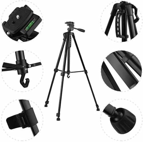 NAFA 3366 Aluminum Tripod (55-Inch), Universal Lightweight Tripod with Mobile Phone Holder Mount & Carry Bag for All Smart Phones, Gopro, Cameras 3