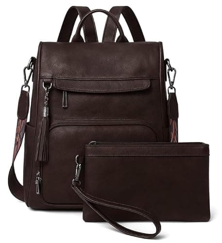 ProArch Anti-Theft Leather Backpack & Purse for Women | Combo Pack | Shoulder Bag for Women and Girls | College Bag for Girls | Multipurpose Travel Bag | Durable | PU Leather (BrownTL) 5