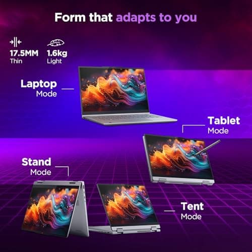 Lenovo IdeaPad 5 2-in-1 Intel Core Ultra 5 225H (16GB RAM/1TB SSD/14 (35.5cm)/WUXGA IPS/AI PC/Windows 11/Office Home 2024/Lenovo Digital Pen 2/1Yr ADP/Grey/1.6Kg), 83KR000HIN Convertible Laptop 5