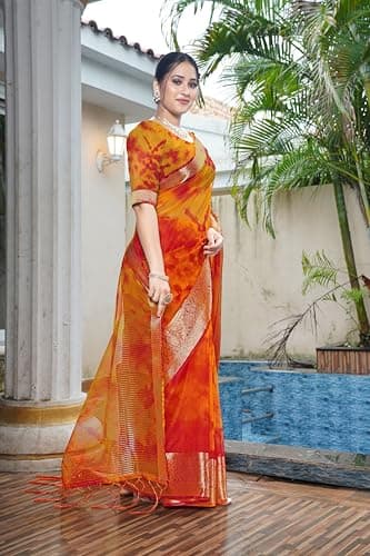 Women Saree Stylish Ethnic Pattern Traditional Festive Occasion Graceful Elegant Appearance Mustard 4