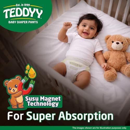 TEDDYY Easy Baby S Size Diaper Pant Style | 78 Count (Small) | 4–8 kg (Pack of 1) | Long Protection Hours | Anti-Bacterial | Airy Breathable Fit | Rapid Soaker Channels & Wetness Indicator 2