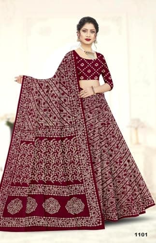 Women's Traditional Printed Saree in Maroon – Intricate Pattern Design, Ethnic Indian Wear for Festive & Party Occasions, Handcrafted Designer Saree 2
