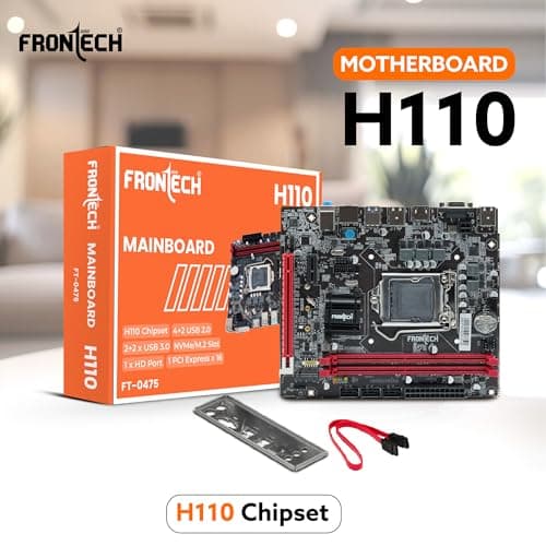 FRONTECH H110 Chipset Motherboard with 2xDDR4 RAM Slots LGA1151 Supports 6/7/8th (SKYlake), 14nm CPUs Processors | 2xUSB 3.0, 4xUSB 2.0 | 4xSATA Slots | NVME Slots, 1xPCIEX16, 1xHDMI, 1xVGA (FT-0475) 2