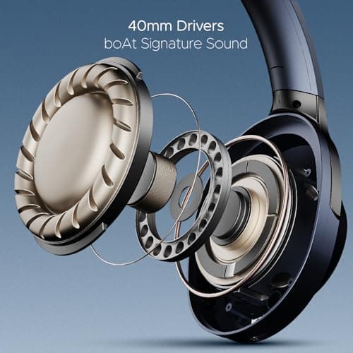 Boat Nirvana 751 ANC,65Hrs Battery,Hybrid Active Noise Cancellation(33dB),Fast Charge,Ambient Mode,Integrated Controls,Carry Pouch,Bluetooth Over Ear Headphones,Wireless Headphone with Mic(Bold Blue) 6