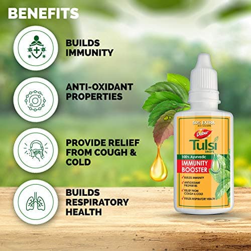 Dabur Tulsi Drops- 50% Extra: Concentrated Extract Of 5 Rare Tulsi For Natural Immunity Boosting & Cough And Cold Relief: (20Ml +10Ml Free) 4