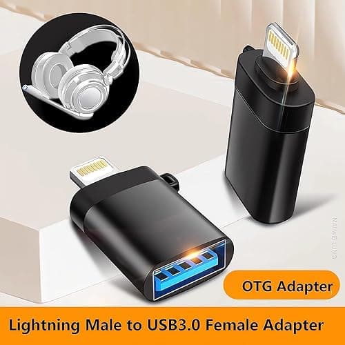 JGD Lightning Male to 3.0 USB A Female OTG Adapter Compatible with iPad, iPhone 14, iPhone 13 and Other Series - (Multicolor) 5