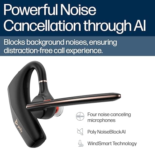 Poly Voyager Legend 50 Headset Customer Special 1- Single-Ear Bluetooth Headset w/Noise-Canceling Mic - Ergonomic Design - Voice Controls - Lightweight - Connect to Mobile/Tablet via Bluetooth - Black 5