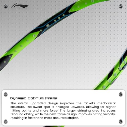 Li-Ning Carbon Fibre G-Force 8200 Extra Strong Unstrung Badminton Racket with Full Cover | 3U | Maximum Tension ? 35 Lbs (Black/Lime Green) 5