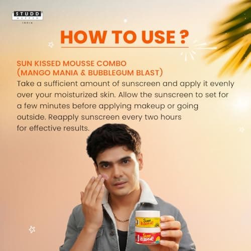 Studd Muffyn | Sun Kissed Mousse Sunscreen Combo | SPF 50++ Mango Mania & SPF 70++ Bubblegum Blast | Lightweight Mousse Sunscreen | Non Greasy | No White Cast | UVA UVB Protection | For All Skin Types 5