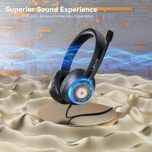 LEVN Headset with Mic, USB Headset with Microphone for PC, Headphones with Mic for Pc with Noise Canceling Microphone for Laptop, USB Headphones for Work from Home/Call Center/Open Office, Black 2