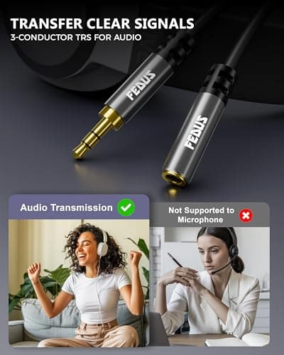 FEDUS BASSX 3.5mm Audio Extension Cable,(TRS, No Mic support) 5 Meter Male to Female Aux Extender Cord, Gold Plated Jack for Headphones, Car Stereo, Speakers, PC, Laptop, Earphone, Headphone, Tablet 2