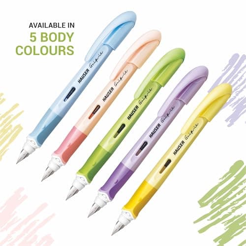 Hauser Inx Grip-it Fountain Pen | Ergonomically Aesthetic Designed for Firm Grip | Pastel Body Colors | 3 Ink Cartridges & 1 Ink Converter | Blue Ink, Pack of 2 (Body Color May Vary) 5