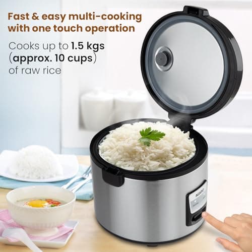 AGARO Regency Electric Rice Cooker, 5L Ceramic Coated Inner Bowl, Cooks up to 1.5Kgs (approx.10 cups) raw rice, 700 W, Easy Grip handle, Automatic Cooking, Keep Warm Function, Multipurpose Cooking 2