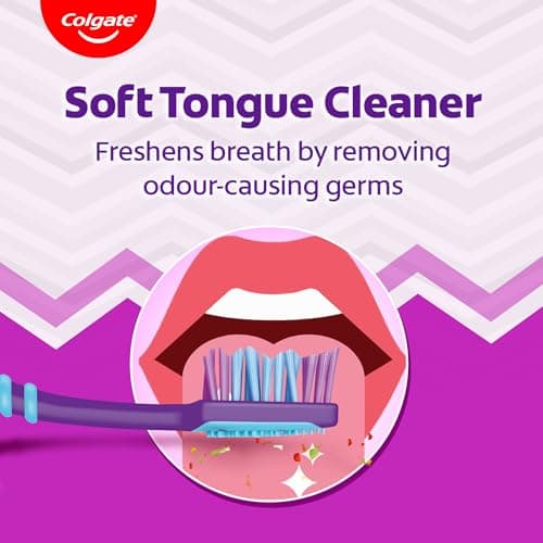 Colgate ZigZag Manual Toothbrush for adults, Pack of 6 Medium Multicolour Soft Tooth brush, Antibacterial with Compact Brush Head for Deep & Complete Cleansing 4
