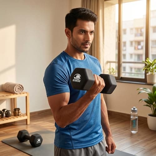 KAKSS Neoprene Dumbbells Set, 6kg Pair (2 x 6kg) Black Dumbbell Weights, Hand Weights Set for Women and Men, Gym Weights for Home Gym Equipment and Fitness Training, Strength Workouts 3