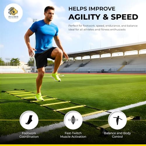 PRO365 Universal Self Training Agility Ladder with Carry Bag | Adjustable Multiple Rungs | Ideal for Soccer, Football, Speed & Fitness Drills | 1 Year Warranty 2