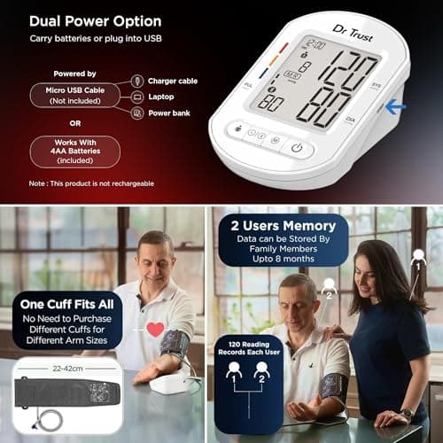 Dr Trust USA Digital BP Machine, Blood Pressure Monitoring with Bluetooth Connectivity for Accurate Measurements & Tracking via Smartphone Bp Monitor 3