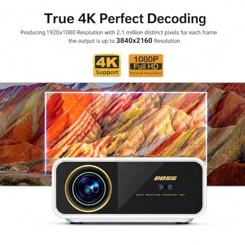 BOSS A10 Ultra 2026 Smart AI Projector | Native Full HD | 4K HDR Support | 2050 ANSI Lumens | QLED Display | Official Android TV 14 | AI Auto Focus & Keystone | Voice Control | Sealed Optical Engine 5