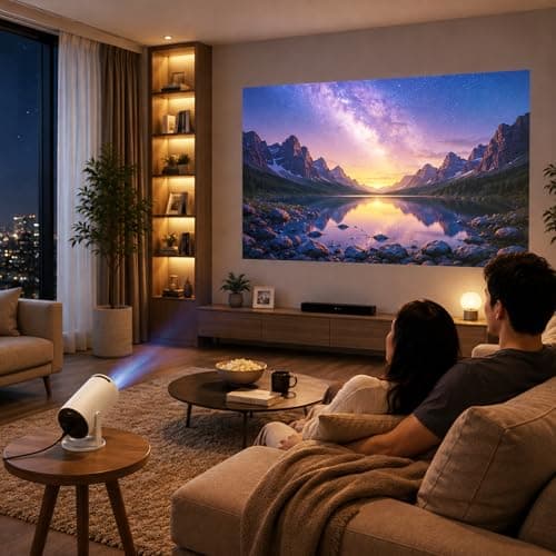 OLV Portable Smart Mini Projector, 4K 1080P Full HD Projector Supports Netflix, Prime and YouTube Etc. WiFi 5G, BT-5.0, Cinema Projector 180° Android 11, Compatible with TV Stick/Windows/iOS/Android 2