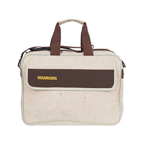 Husamsons Jute Messenger Bag | File Bag | Executive Bag | Hand Bag for Men and Women (Beige & Brown) 3