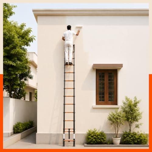 Bathla 14.5 ft Steel Telescopic Ladder | Portable & Compact | Foldable Multipurpose Step Ladder for Home & Outdoor use 5
