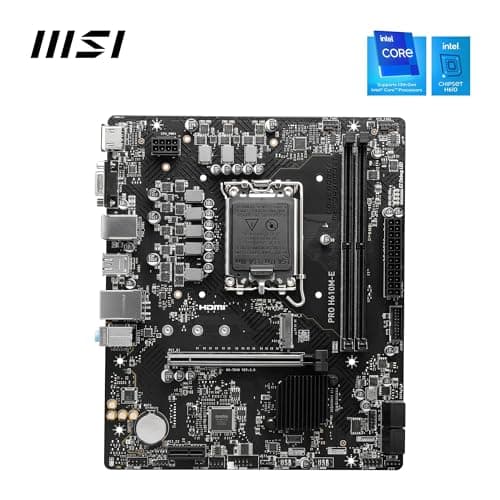 MSI PRO H610M-E Motherboard, Micro-ATX - Supports 14th/13th/12th Gen Intel Core Processors, LGA 1700 - DDR5 Memory Boost 5600MHz/MAX, PCIe 4.0 x16 Slot, M.2 Gen3 Slot 2