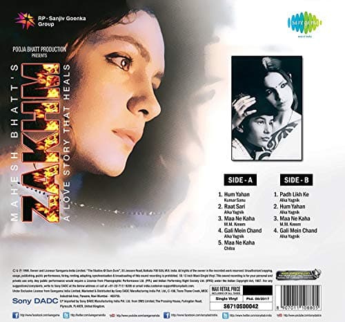 Zakhm - 8907011108805 - New Release Hindi LP Vinyl Record, Alka Yagnik, Kumar Sanu, M. M. Keeravani 2