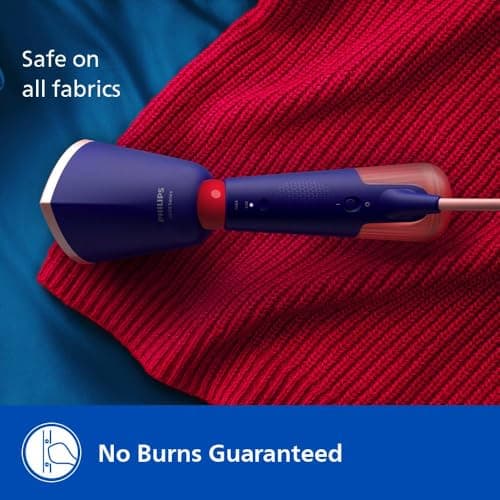 PHILIPS STH 5030/20 Handheld Garment Steamer, Two Water Tanks Glove Pouch & Mat Included, Hand Baggage Friendly Design, Adjustable Head for Horizontal & Vertical Steaming- No Burns Guaranteed,1400Watt 3