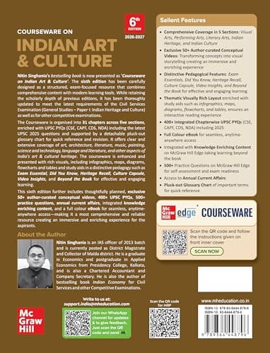 Indian Art and Culture Courseware, 6e by Nitin Singhania (IAS) for UPSC CSE 2026 | 400+ Solved Previous Years’ Questions (2013–2025) | 500+ CBT-based Practice Questions | 50+ Author Videos 2