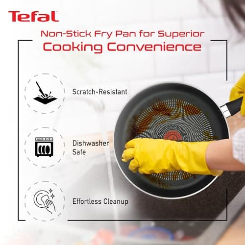 Tefal Delicia Titanium Non-Stick Coating Fry Pan | Thermo-Spot Technology/PFOA Free, Titanium Non-Stick Coating / 28 cm/Suitable for Gas, Electric, Ceramic Hobs/Black / 2 Years Coverage 4