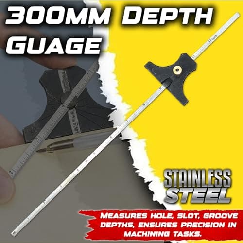 Digital Craft 12-Inch Depth Gauge (300mm) Stainless Steel Precision Measuring Tool for Engineering, Machining & Industrial Use, Accurate Depth Measurement Instrument for Workshops 2