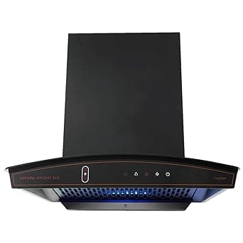 Kutchina Virgose dlx 90 Filterless Auto-clean kitchen Chimney, Suction capacity of 1350 m3/hr with multi speed wave sensor & Touch Control, 9 Years Warranty on motor & 1 Year on product (Black)