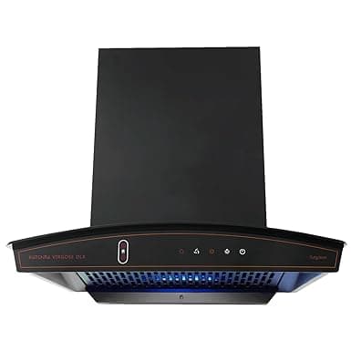 Kutchina Virgose dlx 90 Filterless Auto-clean kitchen Chimney, Suction capacity of 1350 m3/hr with multi speed wave sensor & Touch Control, 9 Years Warranty on motor & 1 Year on product (Black)