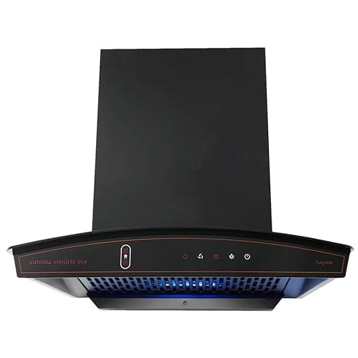 Kutchina Virgose dlx 90 Filterless Auto-clean kitchen Chimney, Suction capacity of 1350 m3/hr with multi speed wave sensor & Touch Control, 9 Years Warranty on motor & 1 Year on product (Black)