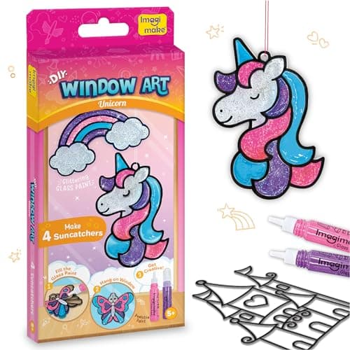 Imagimake DIY Window Art Unicorn | Glass Painting Kit | Art & Craft Kit for Girls | Perfect Birthday Return Gifts for Kids Ages 5,6,7,8,9,10, Multicolour