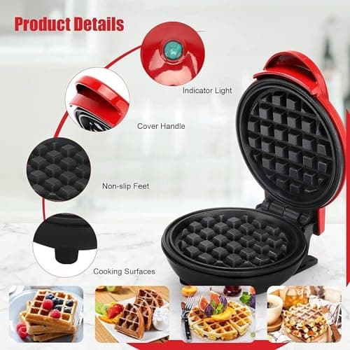 SHIVANTARA Mini Waffle Maker Machine 3-in-1 | 4 Inch Compact Waffle Iron | 350W Non-Stick Sandwich, Pancake & Dessert Maker | Easy to Clean Kitchen Appliance | Perfect for Breakfast & Snacks 5
