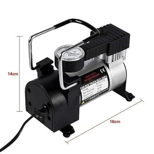 Fashion Air Pump,Car Pump Heavy Duty Metal Electric Car Compressor With Pressure Gauge, 12V DC Portable Tyre Inflator For Car, Trucks, Bus, Bike, Auto & Van, Single, 35 Liters Per Minute 4